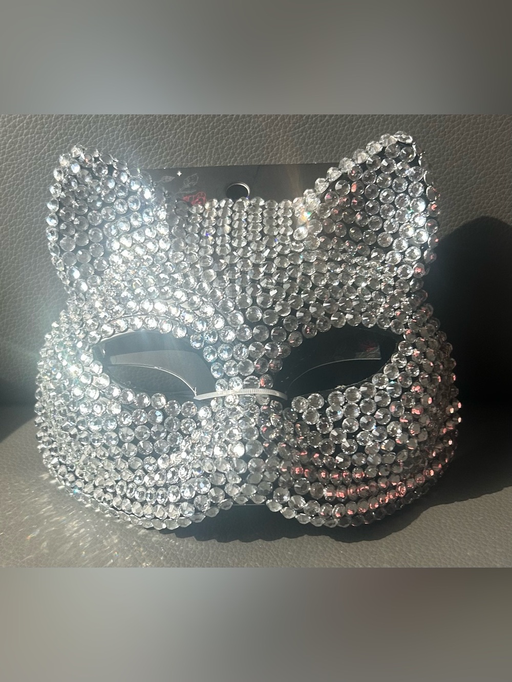 Crystal Cat Mask - Silver Rhinestone Women's Accessory